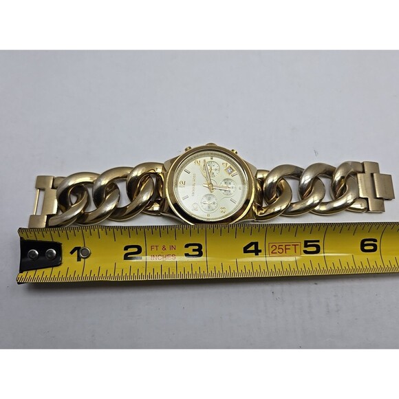 Michael Kors Runway MK3131 Gold Tone Watch Chain 38mm New Battery Womens Sz Smal - Picture 8 of 9
